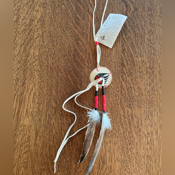 Navajo Deerhide Vintage Handmade Hand painted Dreamcatcher Native American 21” - Picture 4 of 6